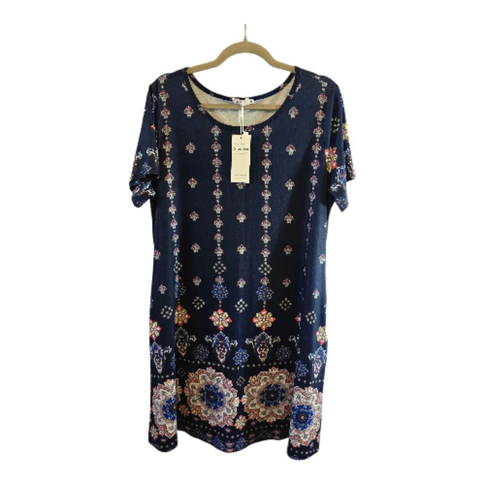 SHEROSA SHORT SLEEVE DRESS SIZE XL NAVY FLORAL PRINT NWT LIGHTWEIGHT